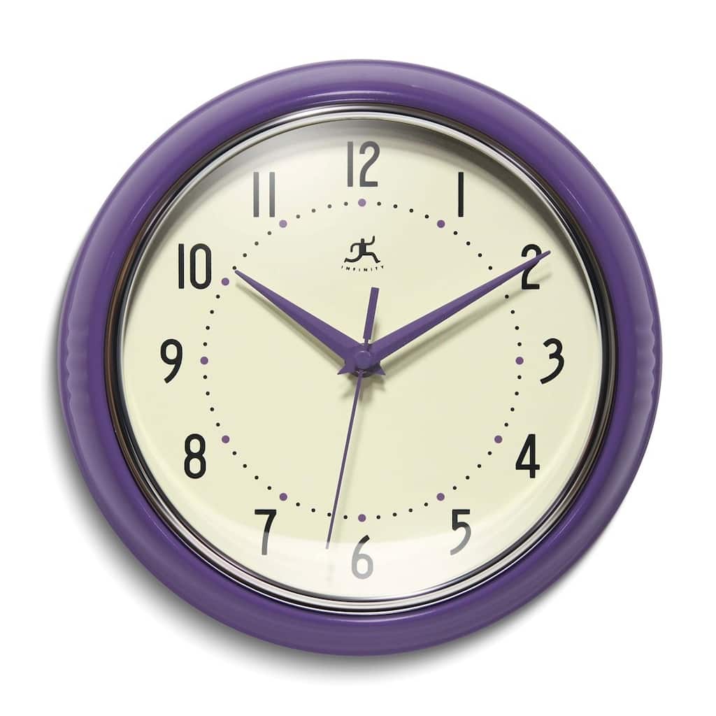 Curata Retro Purple Metal Quartz Wall Clock with Silent Movement