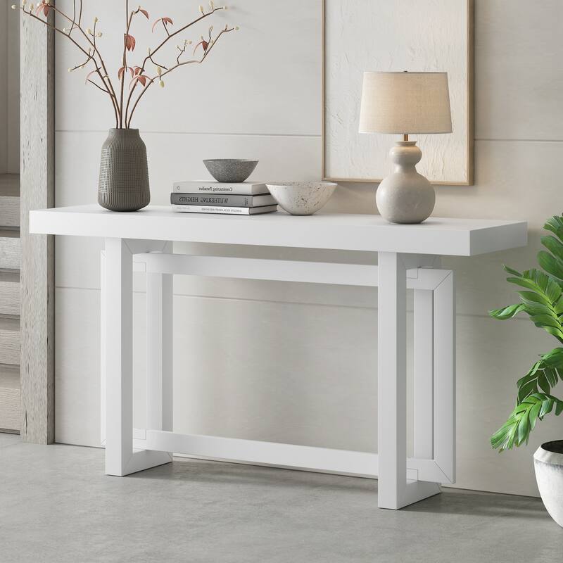 Console Table with Thick Pine Wood Legs,Extra Long Sofa Table Versatile for Hallway - White