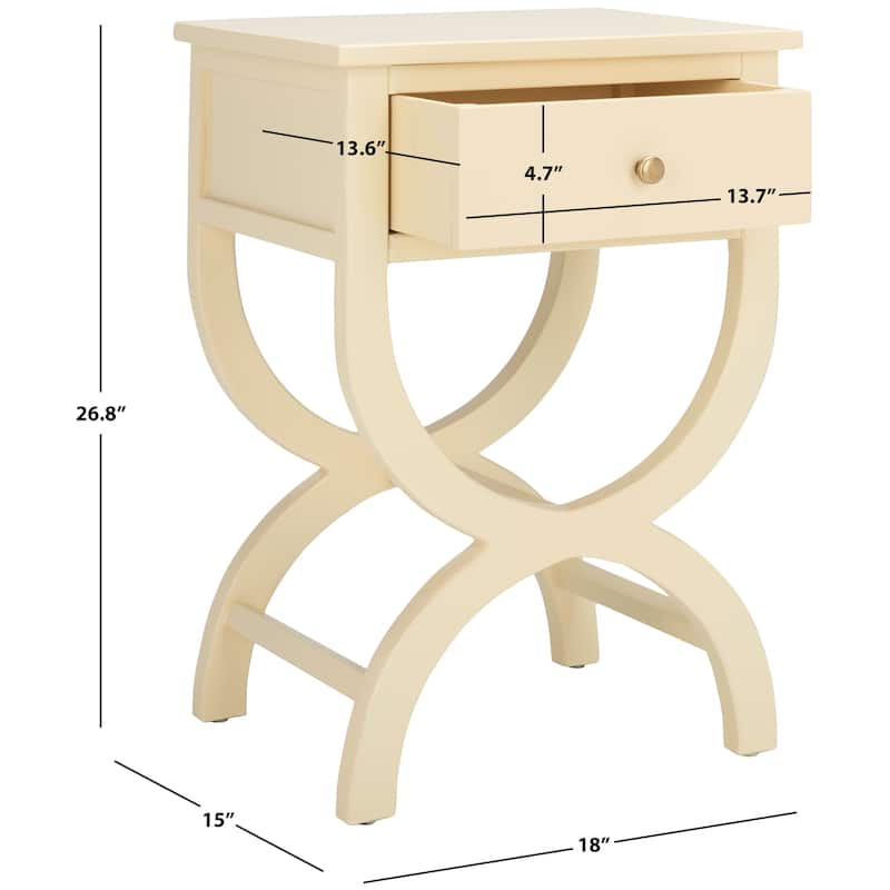 SAFAVIEH Liller 1-Drawer Accent Table Nightstand (Fully Assembled) - 18" W x 15" D x 27" H - 18Wx15Dx27H - Vanilla