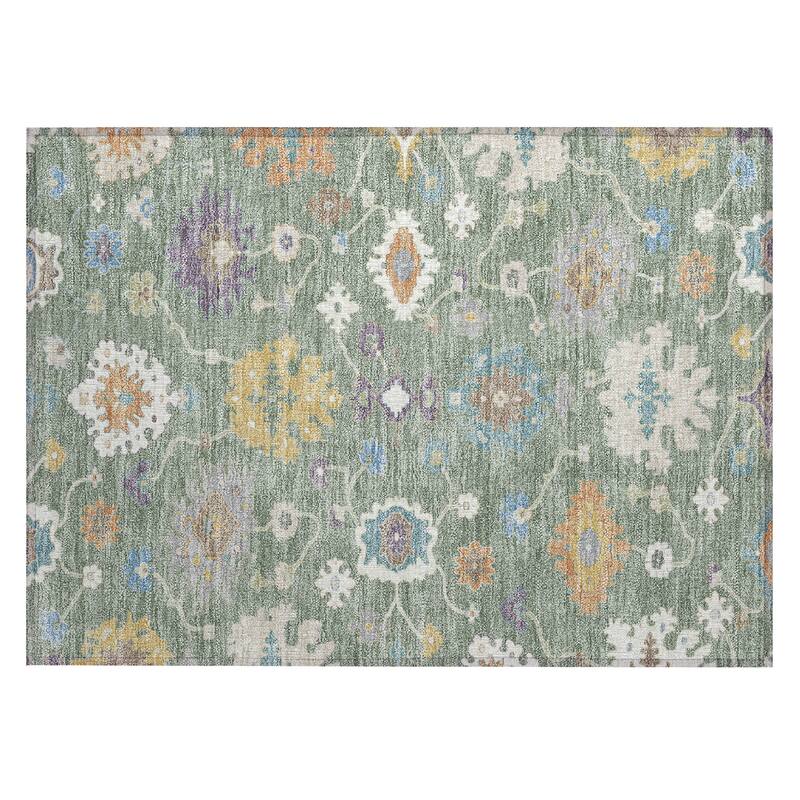 Machine Washable Indoor/ Outdoor Traditonal Delhi Chantille Rug