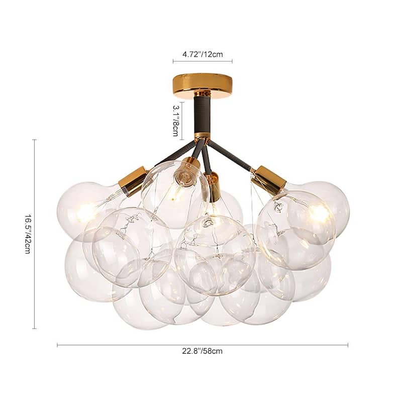 Contemporary Clear Glass Globe Bubble Semi Flush Mount