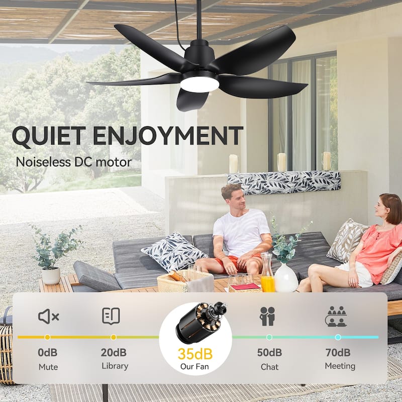 42"/52" Waterproof 5-Blade Outdoor Ceiling Fan with LED Light and Remote