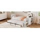preview thumbnail 14 of 14, Multifunctional Twin Size Platform Bed with Built-in Trundle and 3 Drawers,White