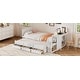 preview thumbnail 30 of 30, Twin Wooden Platform Bed with Trundle, Built-in Study Desk, Storage Shelf & 3 Drawers, Space-Saving Bed for Kids/Teens