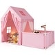 preview thumbnail 4 of 28, Gymax Kids Play Tent w/Playpen Yard Door Curtains Windows Star Lights Pink