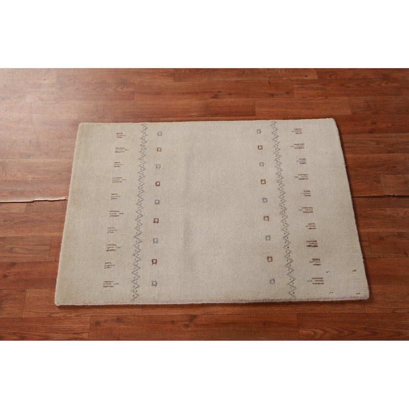 Tribal Gabbeh Indian Accent Rug Hand-Knotted Wool Carpet - 2'0" x 3'0"