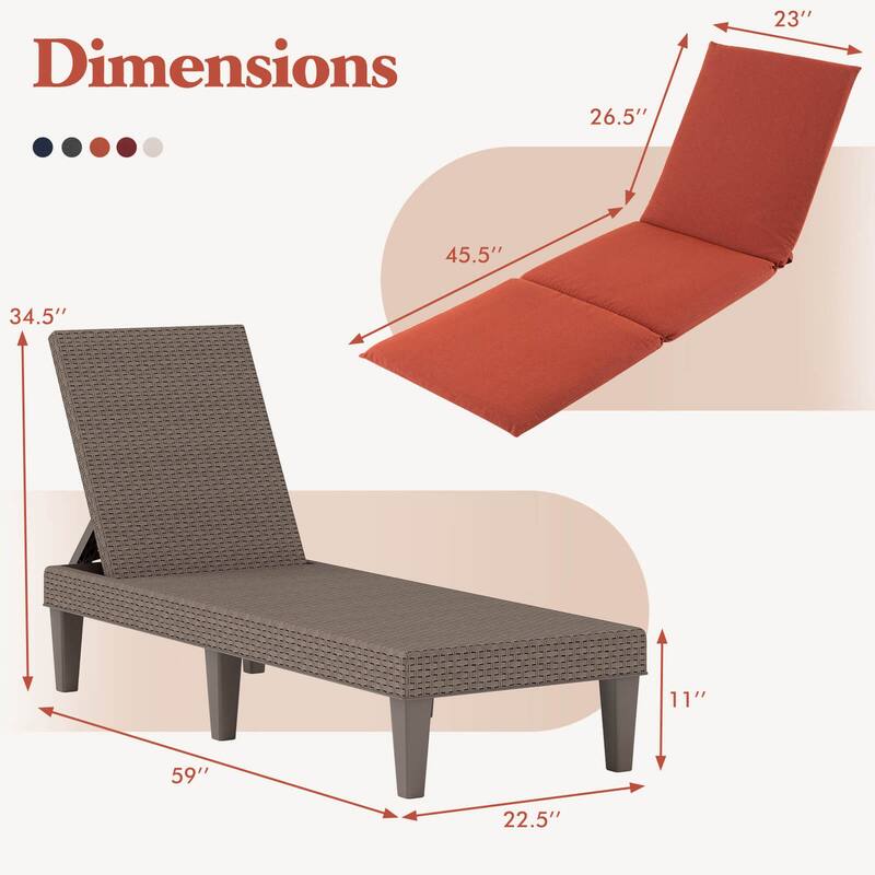 Costway Patio Lounge Chair Recliner Chair with 3-Position Adjustable - See Details