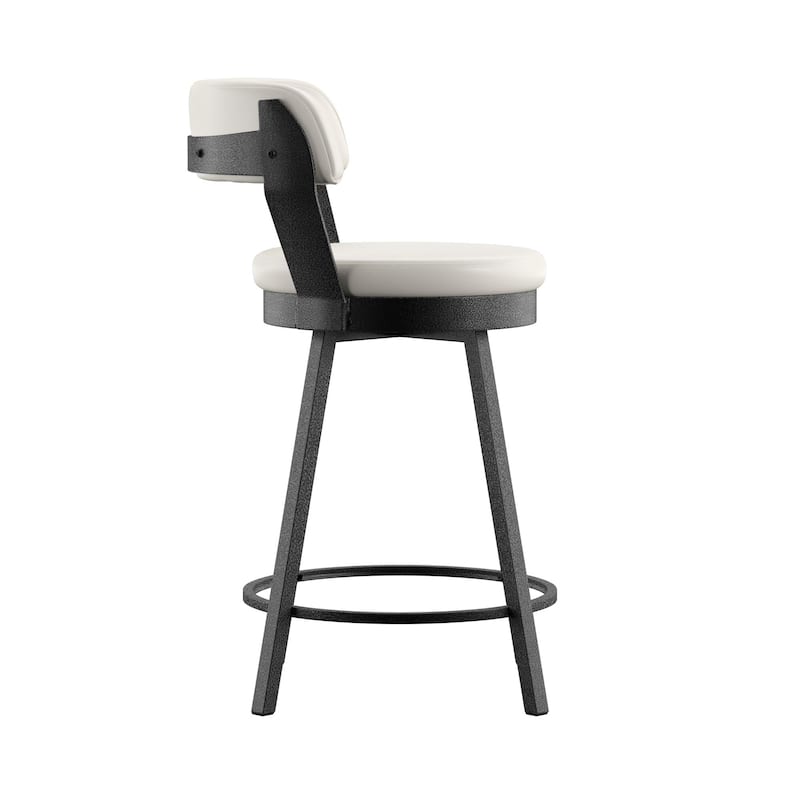 Harley Faux Leather Graphite Grey Metal Swivel Stools (Set of 2) by iNSPIRE Q Modern