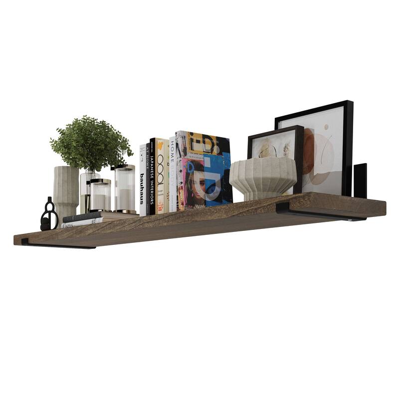 Wallniture Forte Wood Board 60" Long, 11.25'' Deep, 1.5" Thick, Wood Floating Shelf for Wall with Heavy Duty Metal Brackets, 1pc