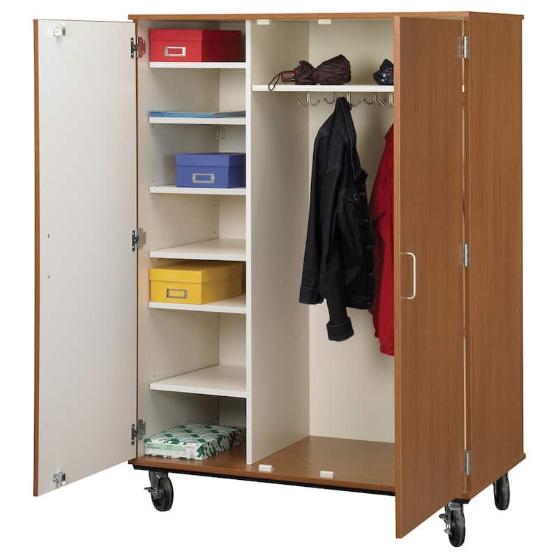 Mobile Storage Cubby Organizer - 36" Tall Rolling Cabinet with Shelves