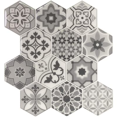Art3d 11.4" × 10.6" Vinyl Peel and Stick Backsplash Tile (10-Pack) Talavera Hexagon