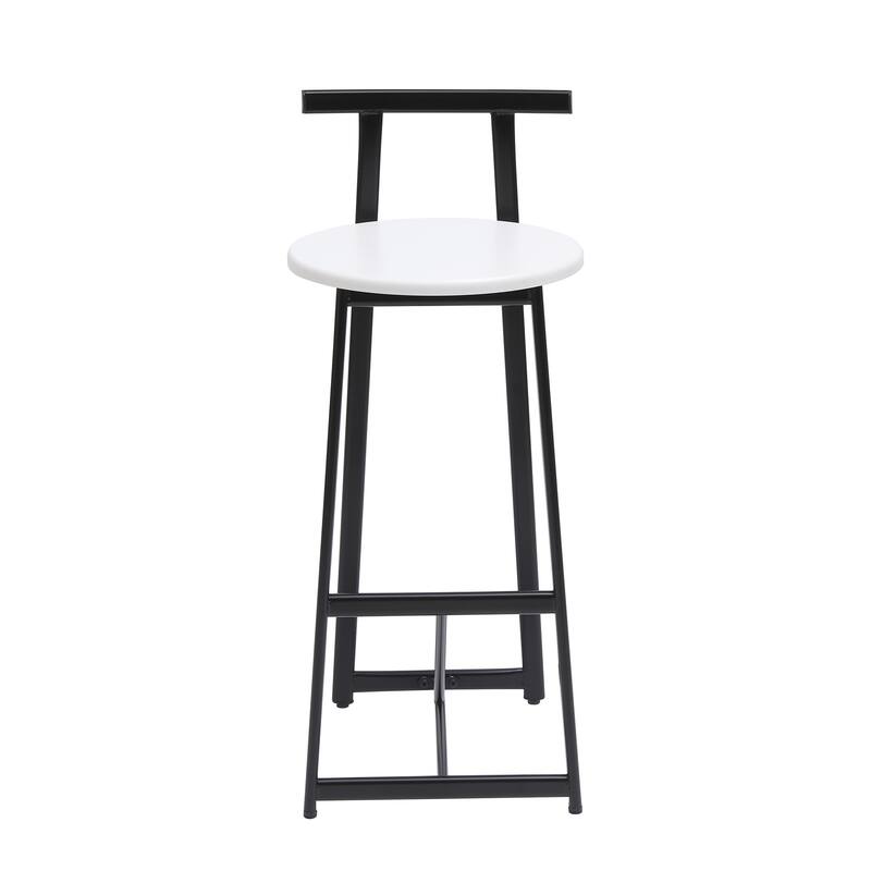 Set of 3 Kitchen Island Bar Chairs Metal Counter Barstools with Backrest for Dining Pub Room