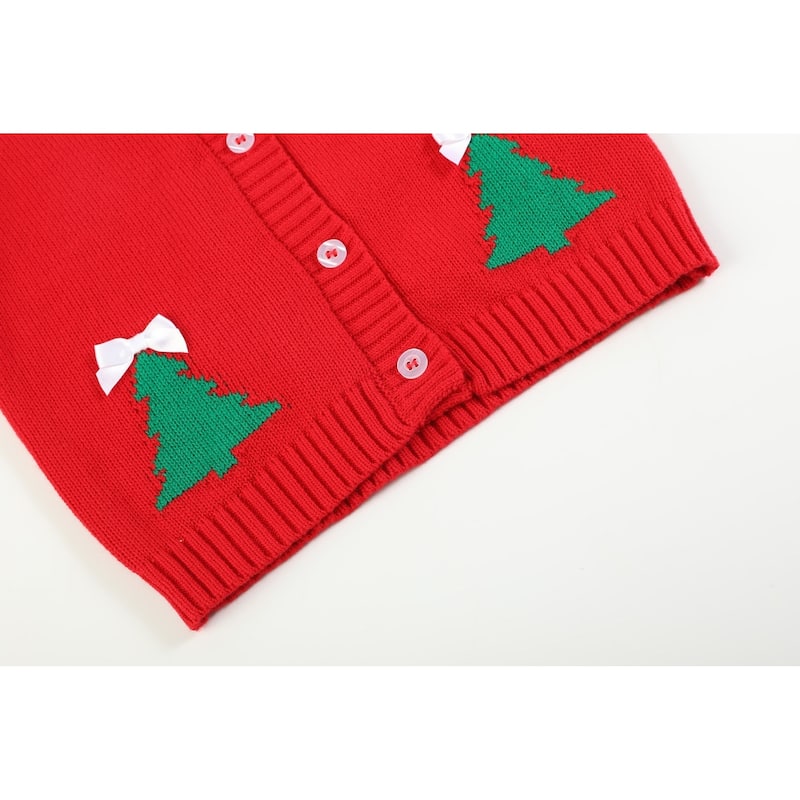 Lil Cactus Red Christmas Tree Knit Cardigan