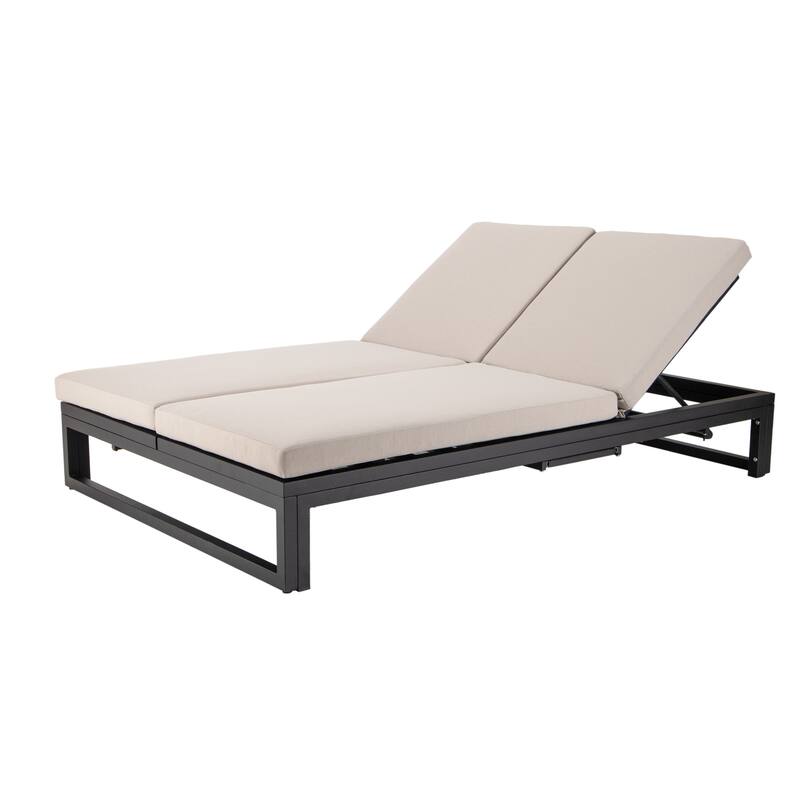 Chelsea Polyester Fabric Outdoor Lounge Chair with Four-Level Adjustable Backrest and Powder-Coated Aluminum Frame