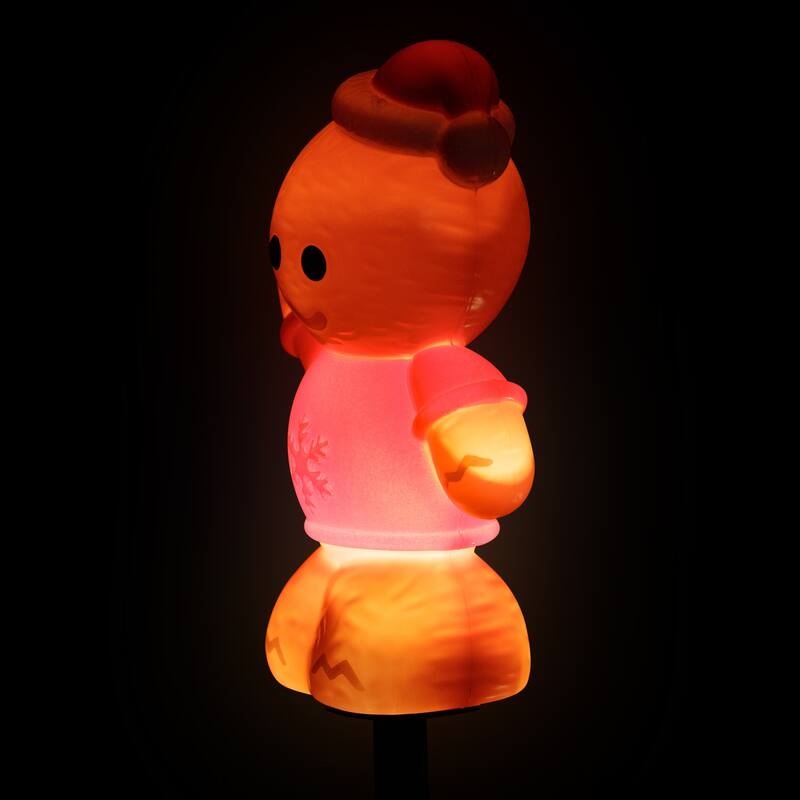 Gingerbread with Santa Hat Outdoor Christmas Pathway Markers - 16.75" - Set of 3 - Brown