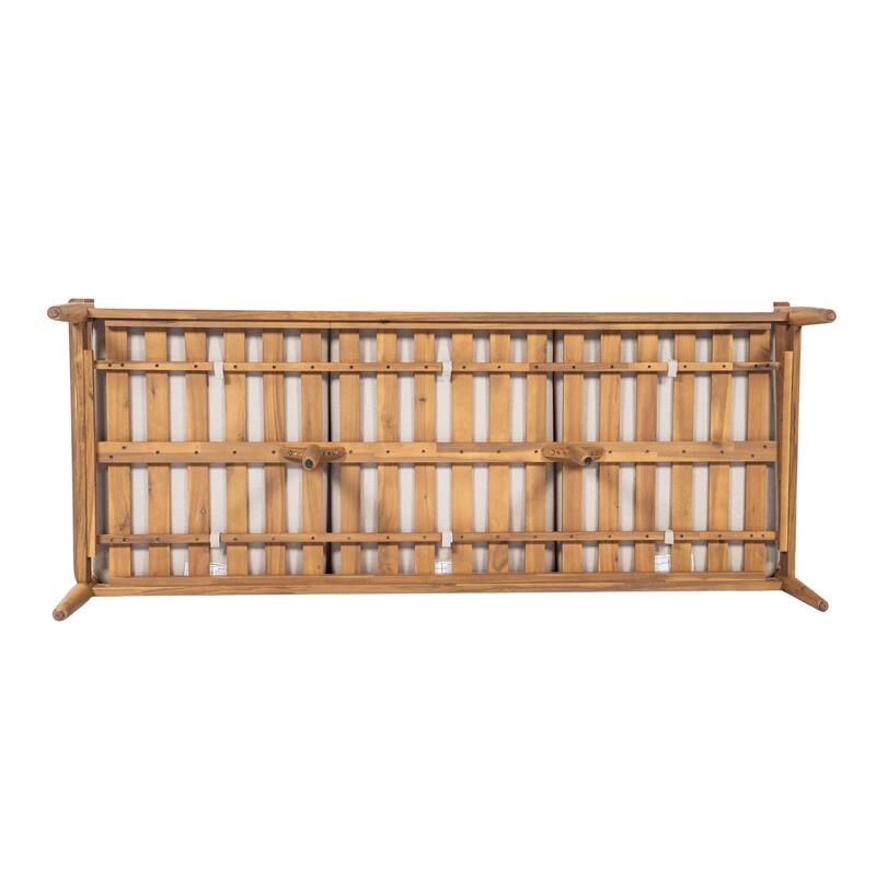 Christopher Knight Home - Terassi Outdoor Acacia Wood 3-Seater Sofa with Wide Armrest & Backrest Support Cushion - 76.25"W