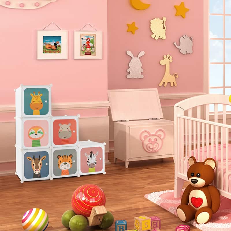 Costway 8-Cube Kids Wardrobe Baby Dresser Bedroom Armoire Clothes