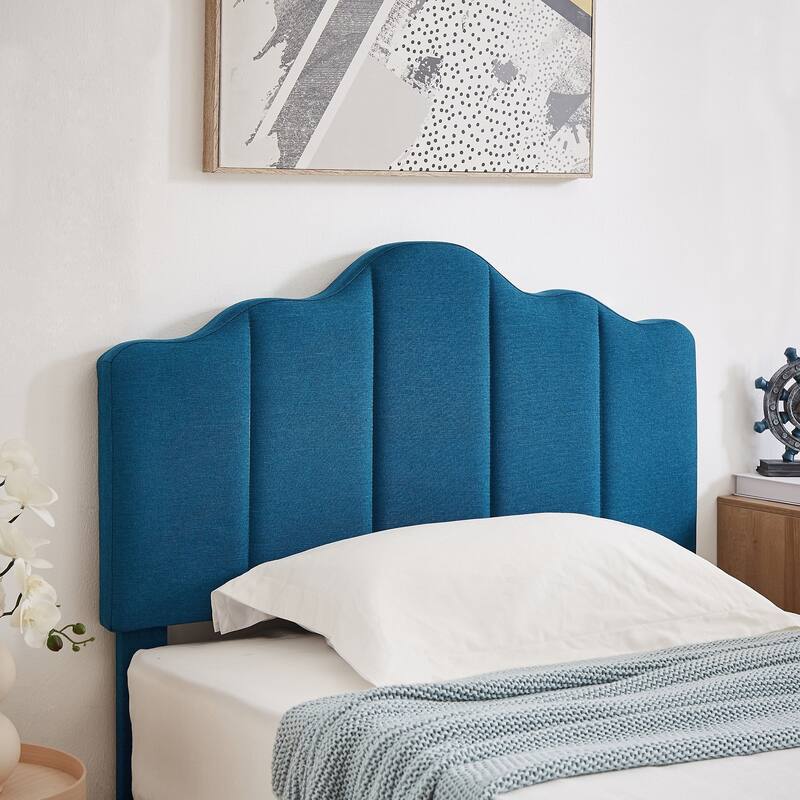 VECELO Modern Bed Frame with Adjustable Headboard, Twin Size Upholstered Bed Kids Bed set of 2