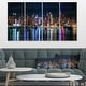 preview thumbnail 1 of 13, New York Midtown Night Panorama" Cityscape Wall Art on Canvas - Blue 48 in. wide x 28 in. high - 4 Panels