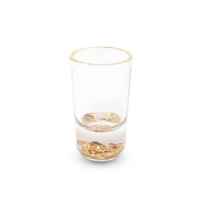 Liquor Glasses with Gold Rim and Gold Reflection Base, Set of 6