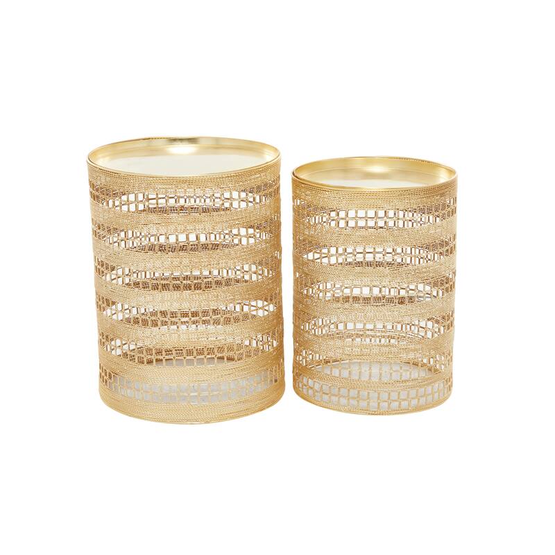 Metal Accent Table - Set of 2 Gold - Roche River Decor - 14"W x 14"L x 18"H