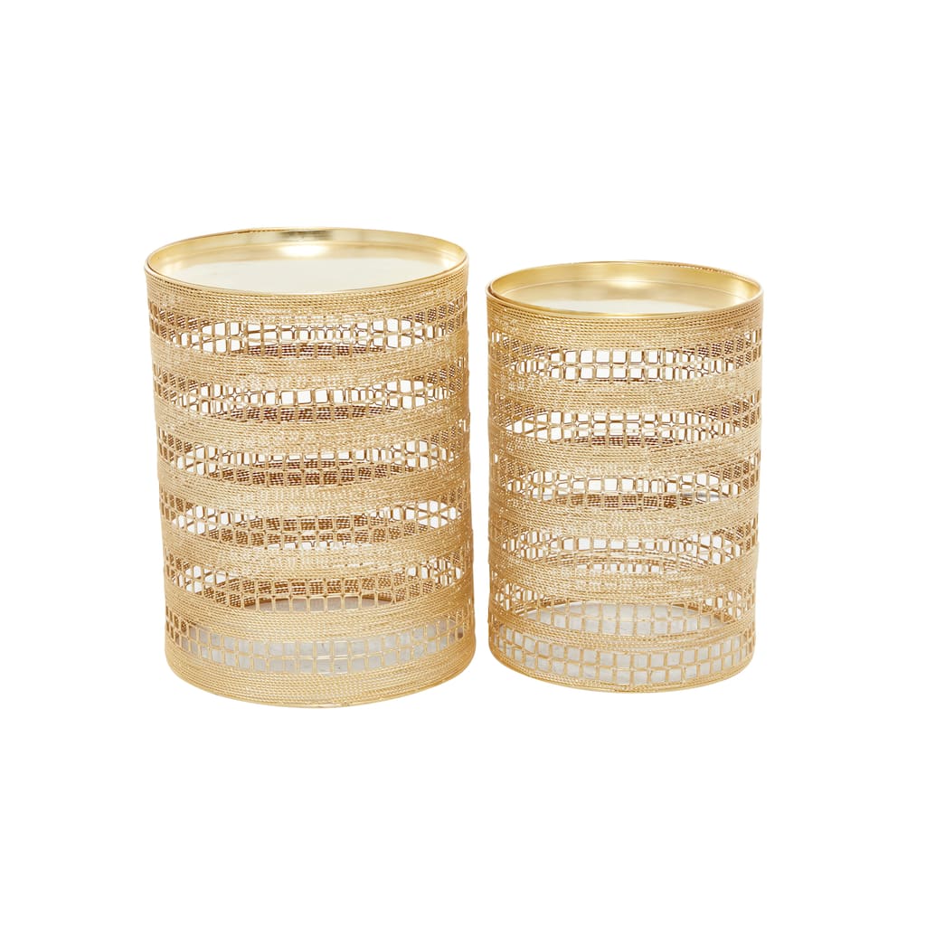 Metal Accent Table - Set of 2 Gold - Roche River Decor - 14"W x 14"L x 18"H