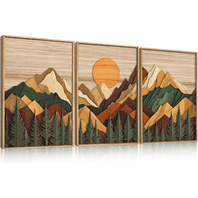 Brown Ridge Wall Decor, Boho Pine Tree Wall Painting