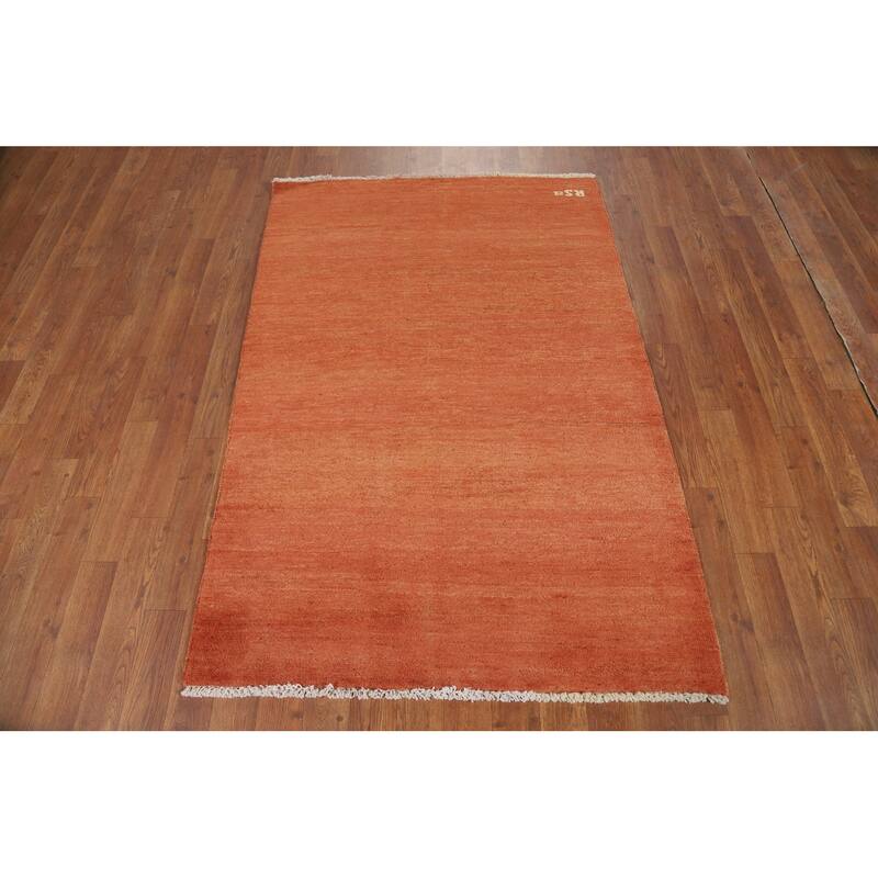 Orange Gabbeh Oriental Foyer Rug Handmade Wool Carpet - 3'4"x 4'10"