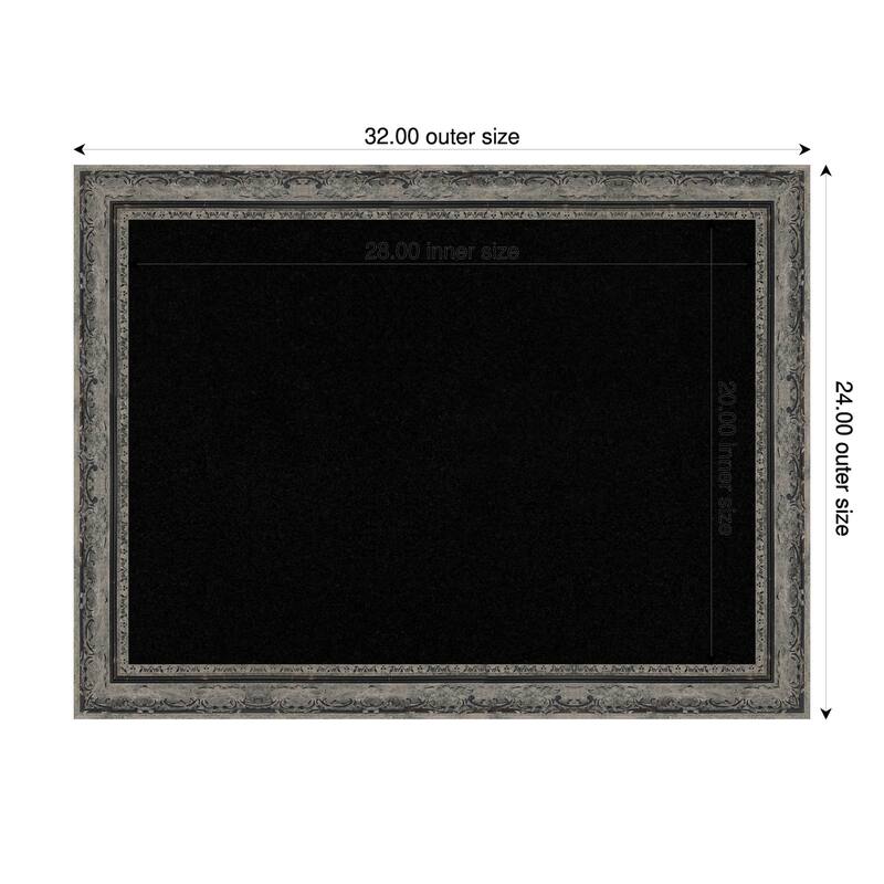 Filigree Matte Black Framed Cork Board - Bulletin Board, Organization Board, Pin Board - Black - 32 x 24 in