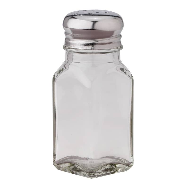Classic 2.5-Ounce Diner Style Square Glass Salt or Pepper Shaker - Clear - 4 Shakers