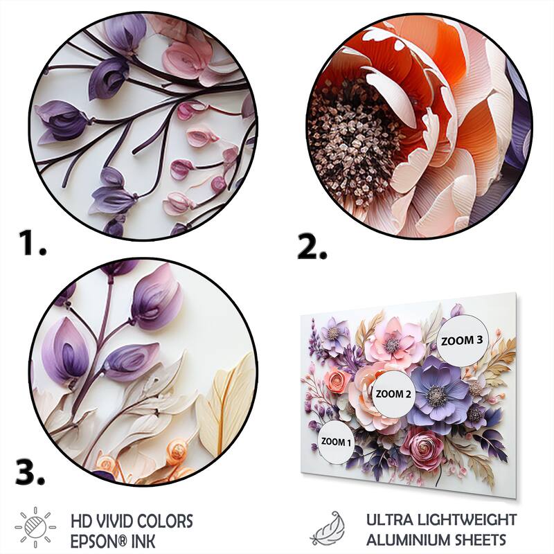 Designart "Delicate Florals Paint" Floral Metal Wall Decor
