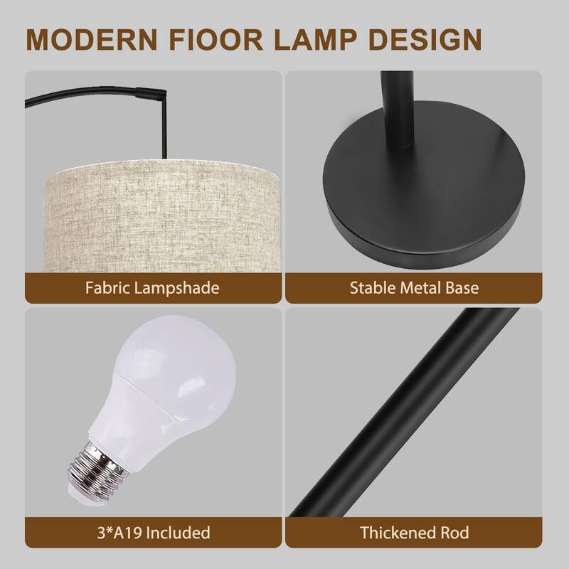 80" Tree Floor Lamp with Remote Control and Dimmable 3 Color Tempetures