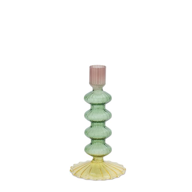 Multicolored Glass Taper Candle Holder (Set of 3)