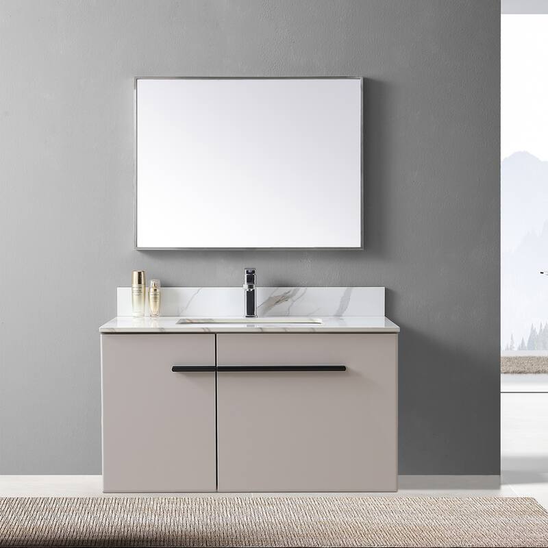 Elegant 37 Inch Carrara Marble Style Vanity Top, Pre-Sealed and Polished with White Ceramic Sink and Backsplash - 37.01in L