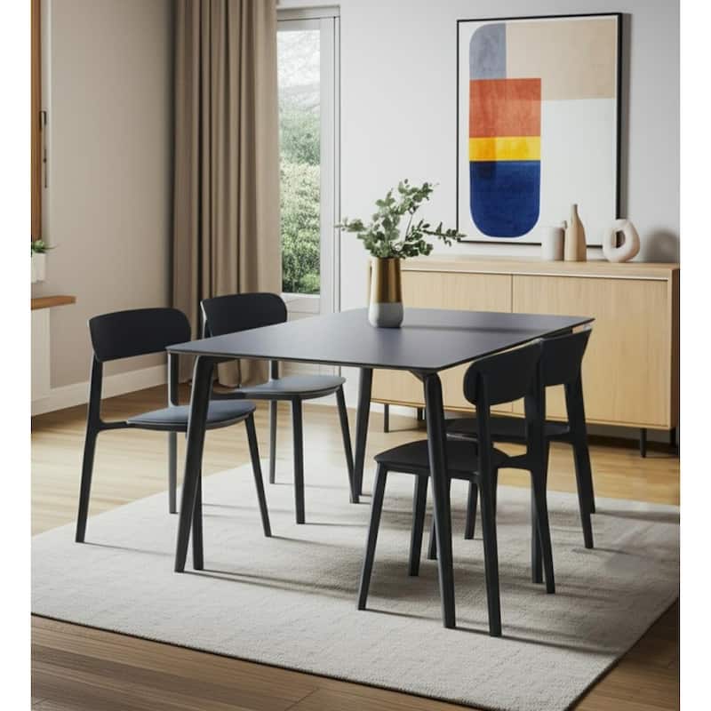 HomeRoots Set of Four Gray Heavy Duty Plastic Dining Side Chairs - 20.46 in. x 30.50 in. x 18.89 in. - 20.46 in. x 30.50 in.  x 18.89 in. - Set of 4