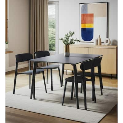HomeRoots Set of Four Gray Heavy Duty Plastic Dining Side Chairs - 20.46 in. x 30.50 in. x 18.89 in.