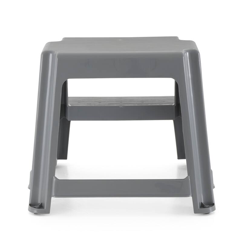Gracious Living 16" Plastic 2 Step Portable Garage Home & Kitchen Stool, Gray - 1 Pack