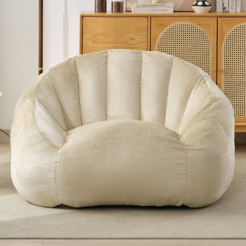 Mixoy Modern Giant Bean Bag Chairs,Shell-Shaped Plush Large Upholstered Floor Sofa Chair,Stuffed Accent Chair