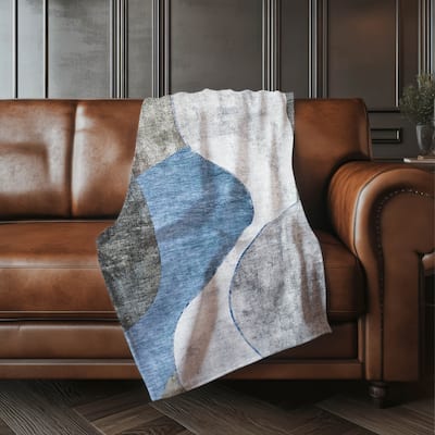 Premium Machine Washable Contemporary Deco Sherpa Throw Blanket