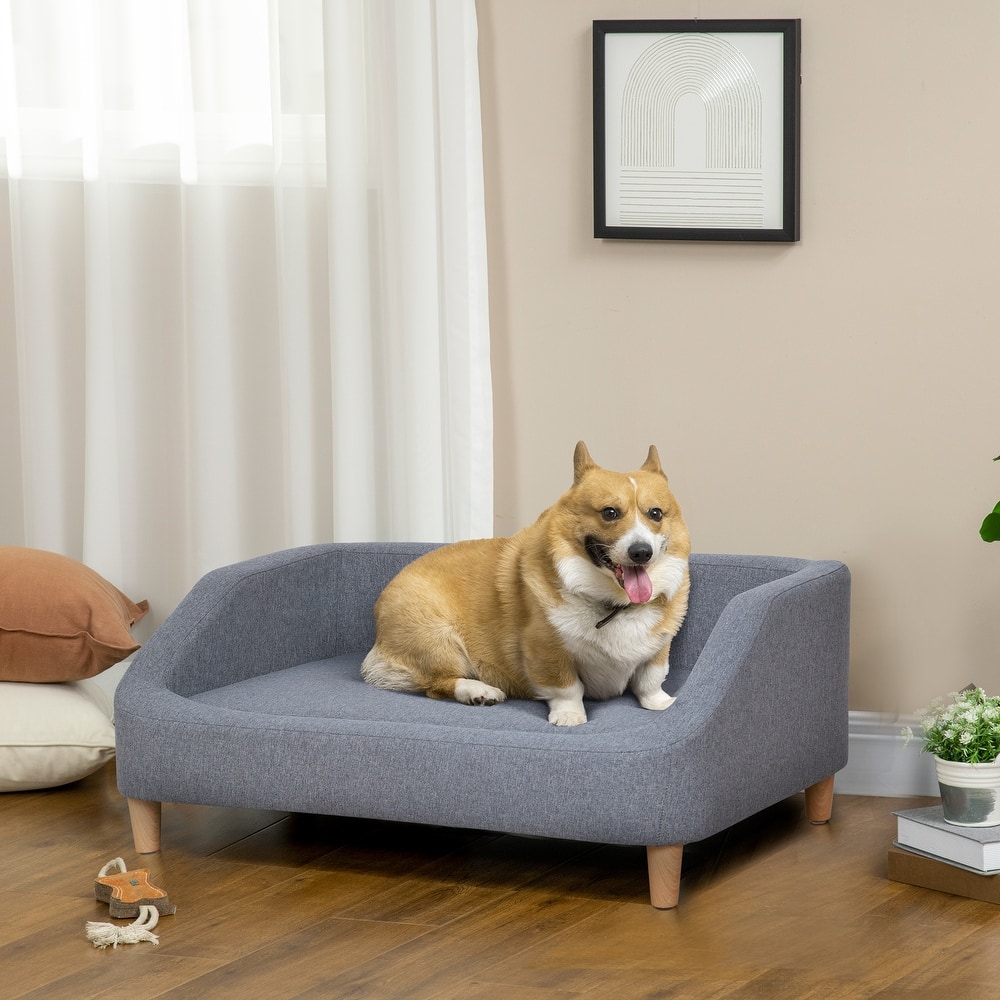 PawHut 38" Elevated Dog Sofa for Dogs Up to 55 lbs, Gray