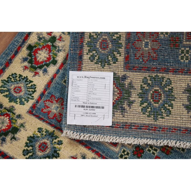 Blue Kazak Oriental Foyer Rug Handmade Wool Carpet - 2'0" x 3'0"