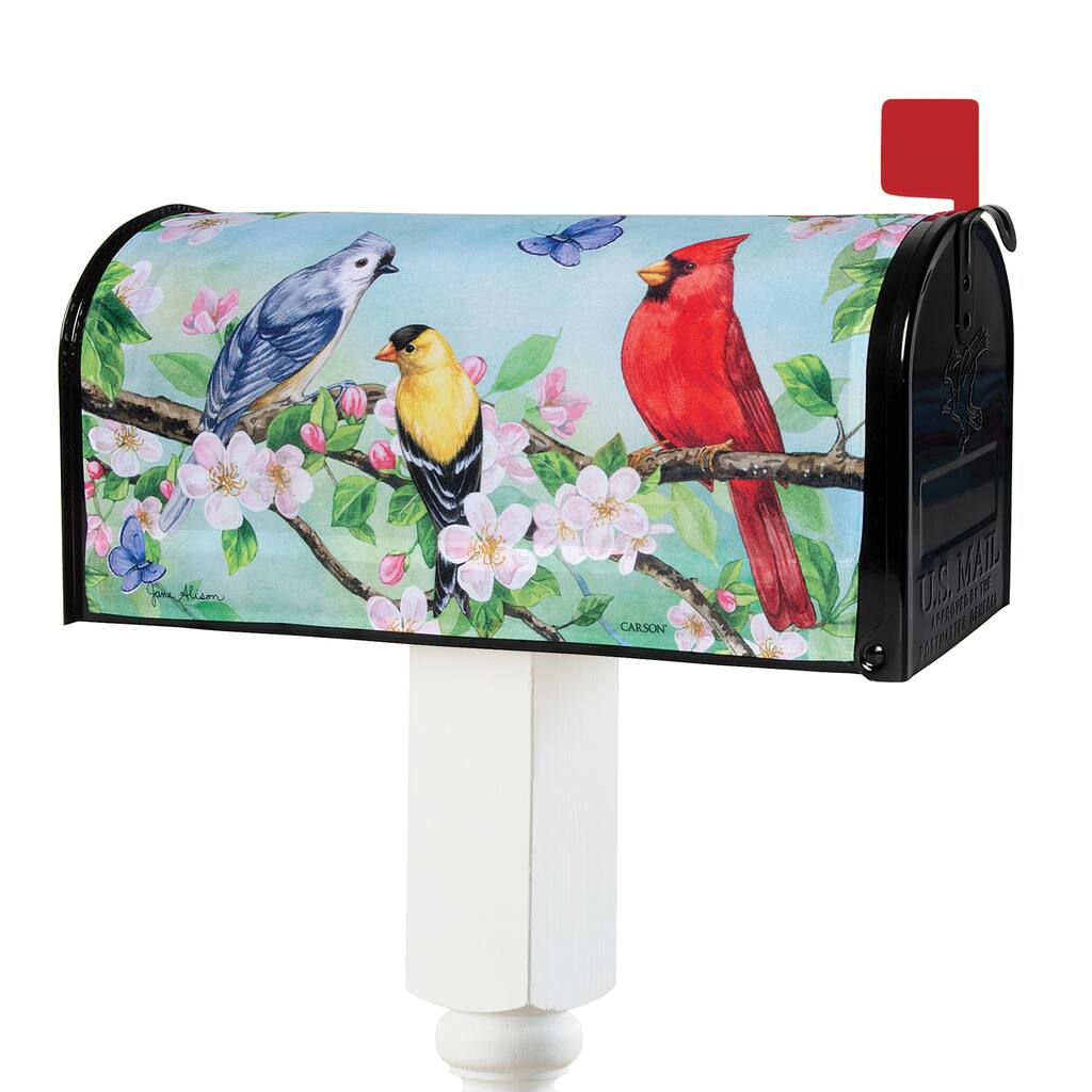 Magnetic Floral Garden Birds Mailbox Cover - 11.000 x 9.500 x 2.000