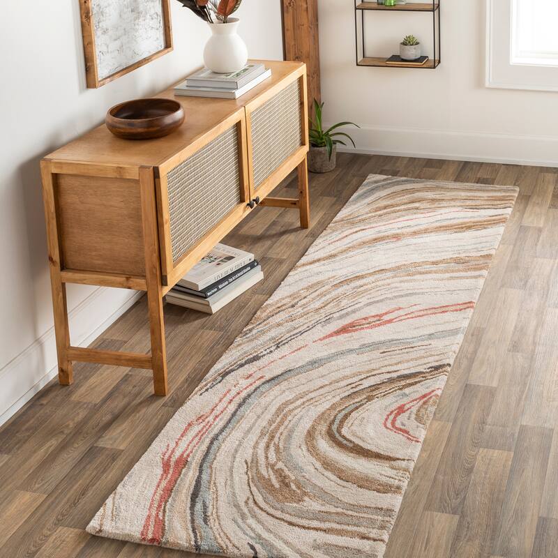 Artistic Weavers Communite Modern Wool/Viscose Hand-Tufted Area Rug - Brown - 2' 6" x 8'