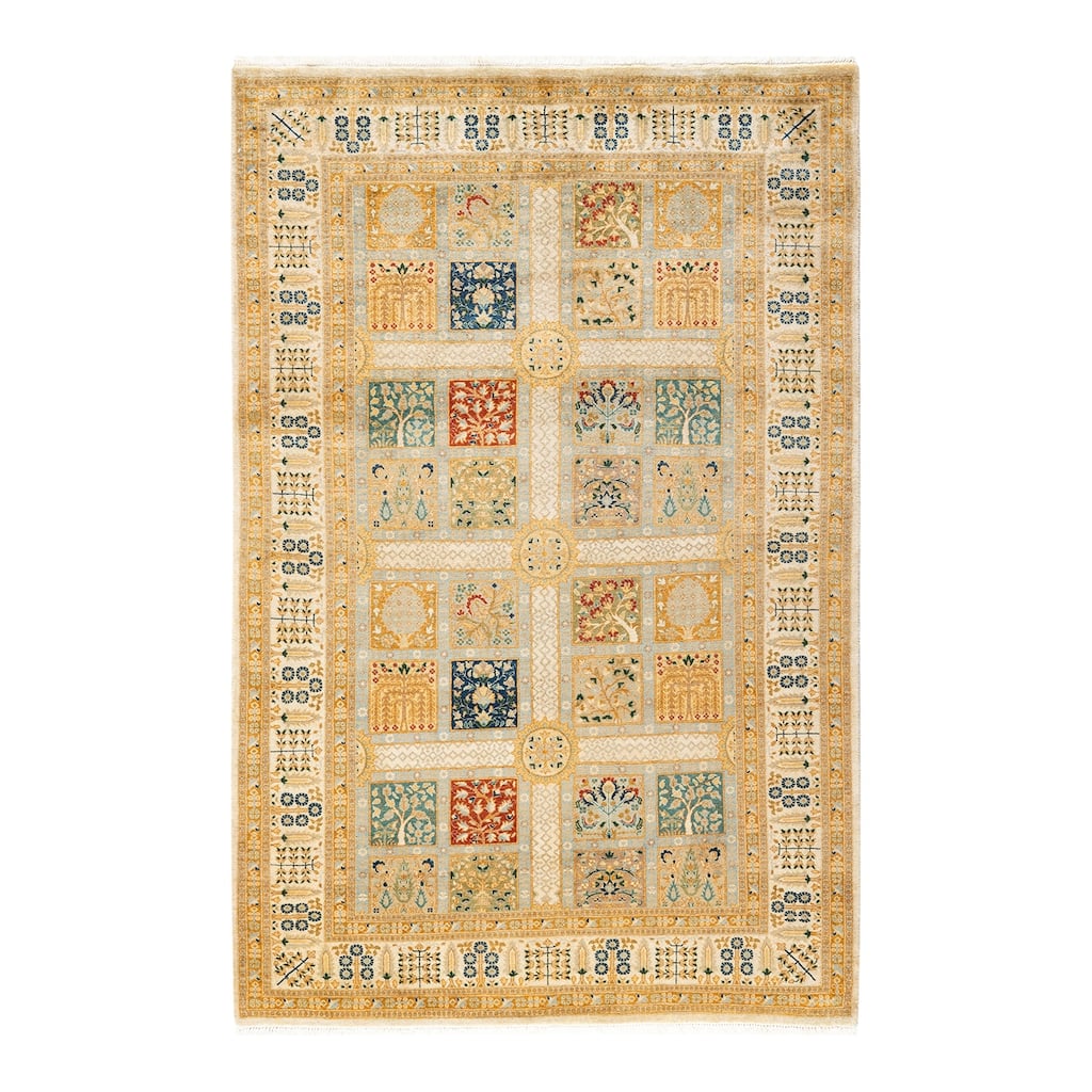 Mogul, One-of-a-Kind Hand-Knotted Area Rug - Ivory, 4' 8" x 7' 0" - 4' 8" x 7' 0"