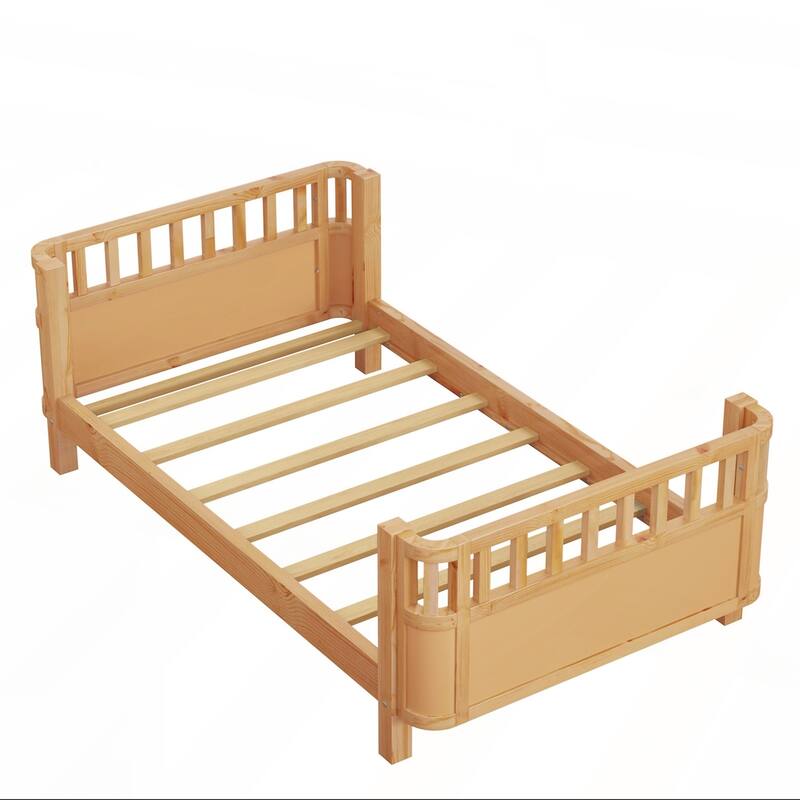 Twin Size Wood Platform Bed for Kids