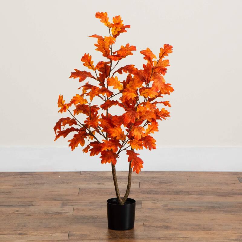 Autumn Oak Artificial Potted Fall Tree - 3'