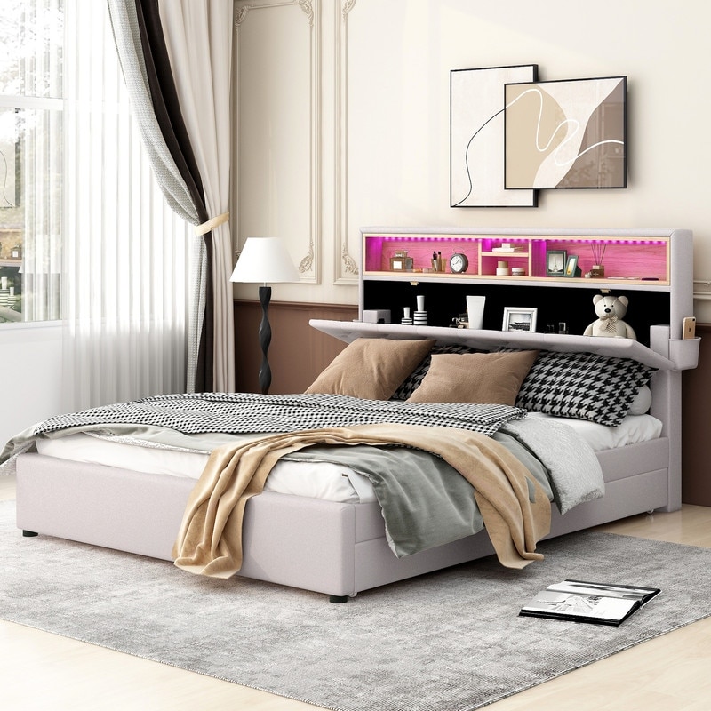 Bed frame shop with bookcase headboard