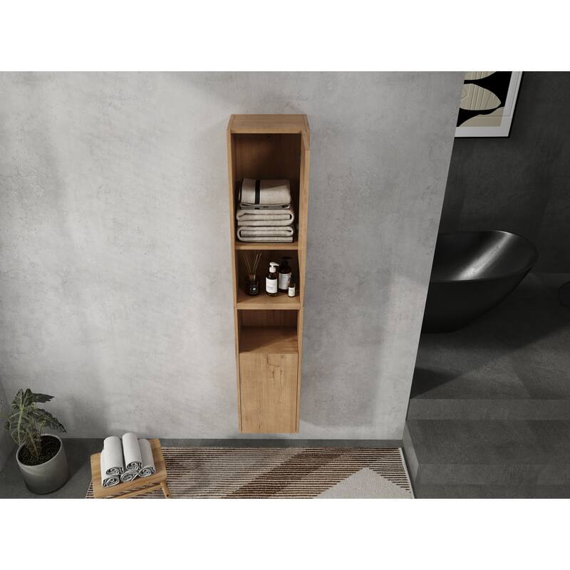 24" Bathroom Side Cabinet, Soft Close Doors, Float Mounting Design, Imitative Oak