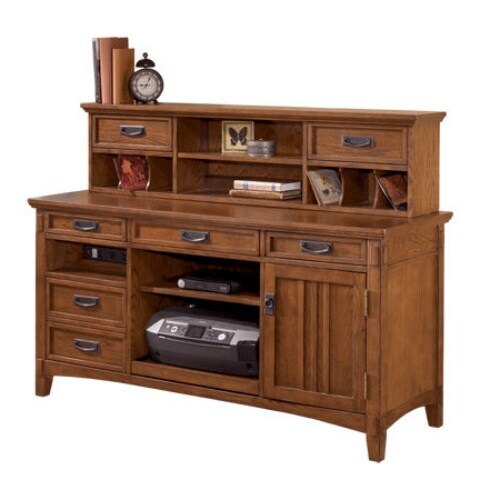 Shop Cross Island Home Office Short Desk Hutch Medium Brown Cross