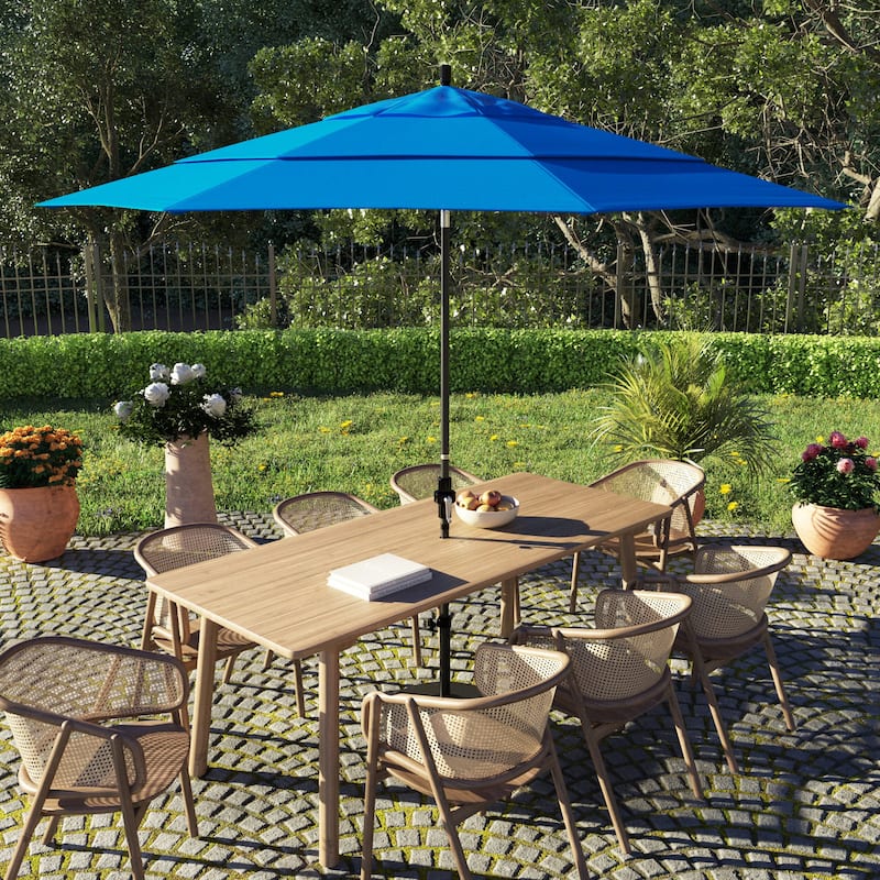 North Bend 11-foot Crank Open Auto-tilt Black Umbrella by Havenside Home